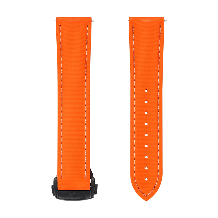 BluShark Straps Rubber Sailcloth Deploy 20mm / PVD Black Sailcloth Rubber Deploy - Orange