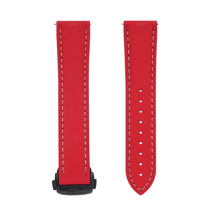 BluShark Straps Rubber Sailcloth Deploy 20mm / PVD Black Sailcloth Rubber Deploy- Red