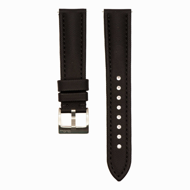 BluShark Straps Sailcloth 20mm / Brushed Sailcloth - Black with Black