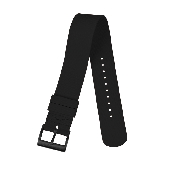 BluShark Straps Single-Pass Rubber 22mm / Brushed Single-Pass Rubber - Black