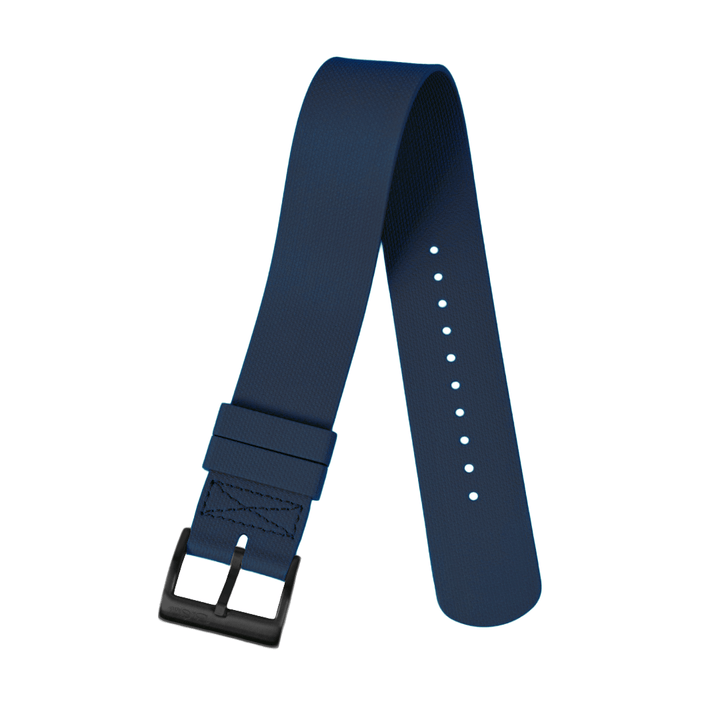 BluShark Straps Single-Pass Rubber 22mm / Brushed Single-Pass Rubber - Blue