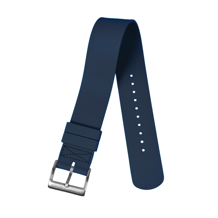 BluShark Straps Single-Pass Rubber 20mm / Brushed Single-Pass Rubber - Blue
