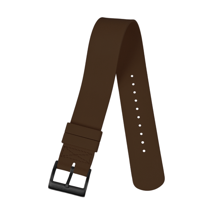 BluShark Straps Single-Pass Rubber 22mm / PVD Black Single-Pass Rubber - Brown