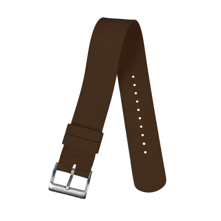 BluShark Straps Single-Pass Rubber 20mm / Brushed Single-Pass Rubber - Brown