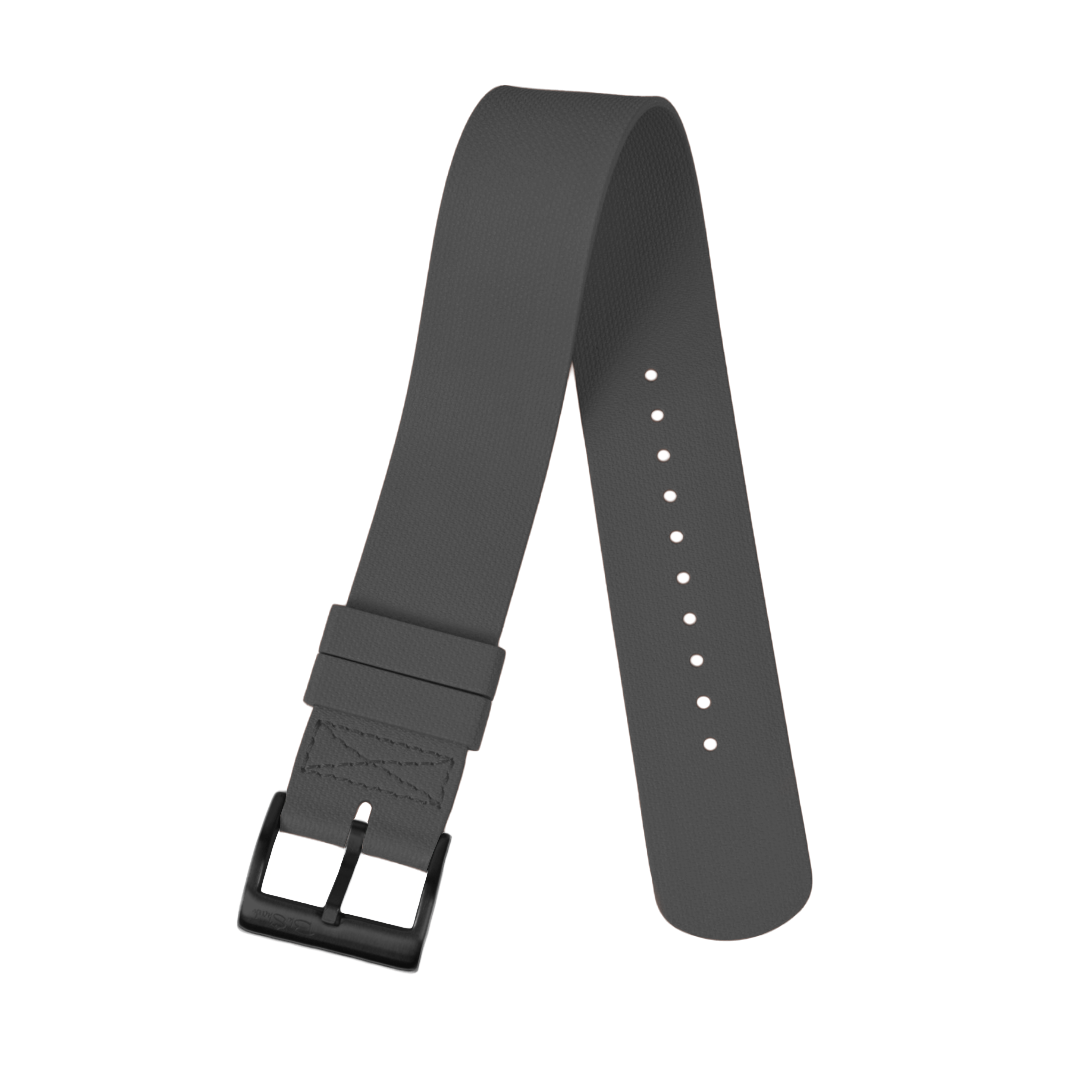 BluShark Straps Single-Pass Rubber 22mm / Brushed Single-Pass Rubber - Gray