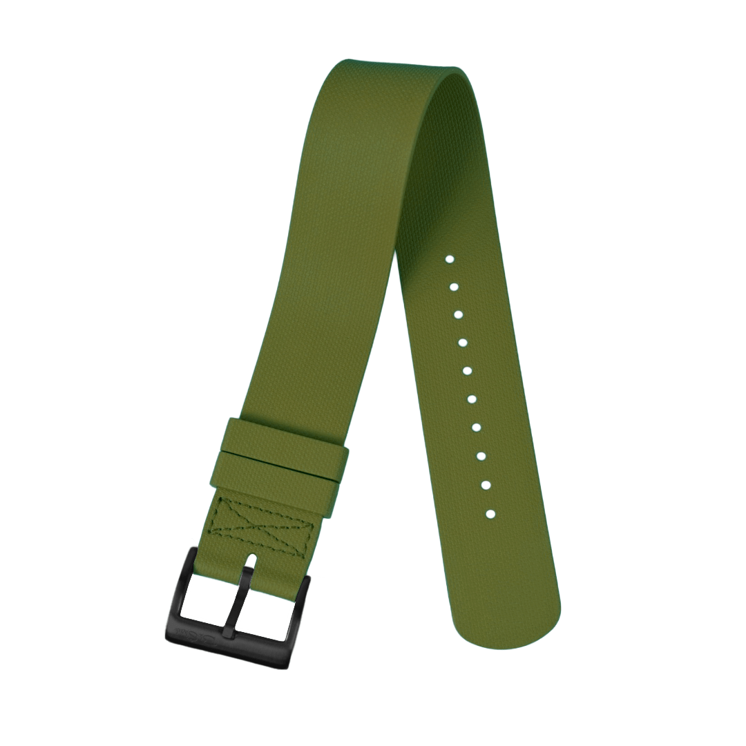 BluShark Straps Single-Pass Rubber 22mm / Brushed Single-Pass Rubber - Green