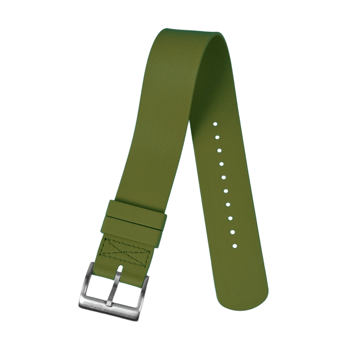 BluShark Straps Single-Pass Rubber 20mm / Brushed Single-Pass Rubber - Green