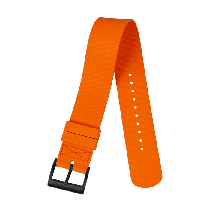 BluShark Straps Single-Pass Rubber 22mm / Brushed Single-Pass Rubber - Orange