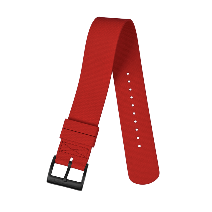 BluShark Straps Single-Pass Rubber 22mm / Brushed Single-Pass Rubber - Red