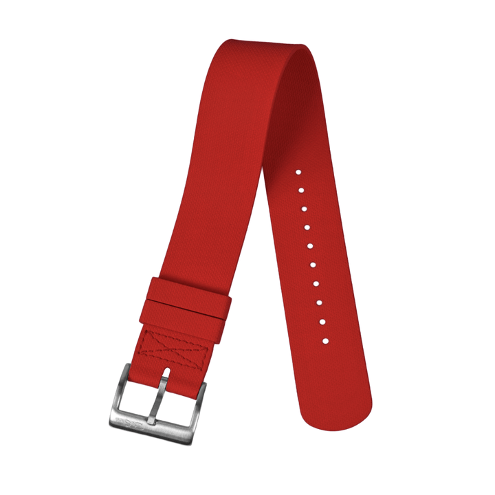 BluShark Straps Single-Pass Rubber 20mm / Brushed Single-Pass Rubber - Red