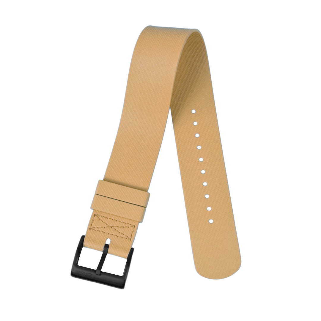 BluShark Straps Single-Pass Rubber 22mm / Brushed Single-Pass Rubber - Tan