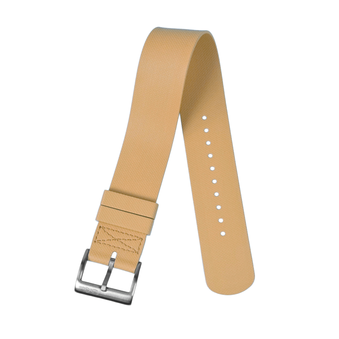 BluShark Straps Single-Pass Rubber 20mm / Brushed Single-Pass Rubber - Tan