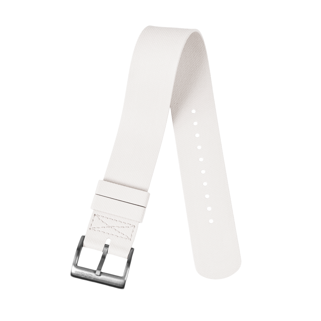 BluShark Straps Single-Pass Rubber 20mm / Brushed Single Pass Rubber - White