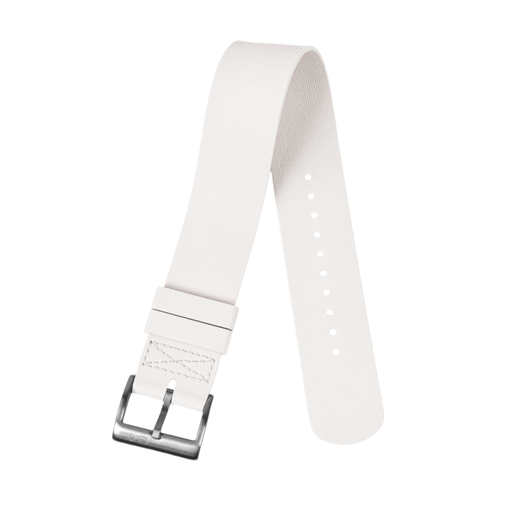 BluShark Straps Single-Pass Rubber 20mm / Brushed Single Pass Rubber - White