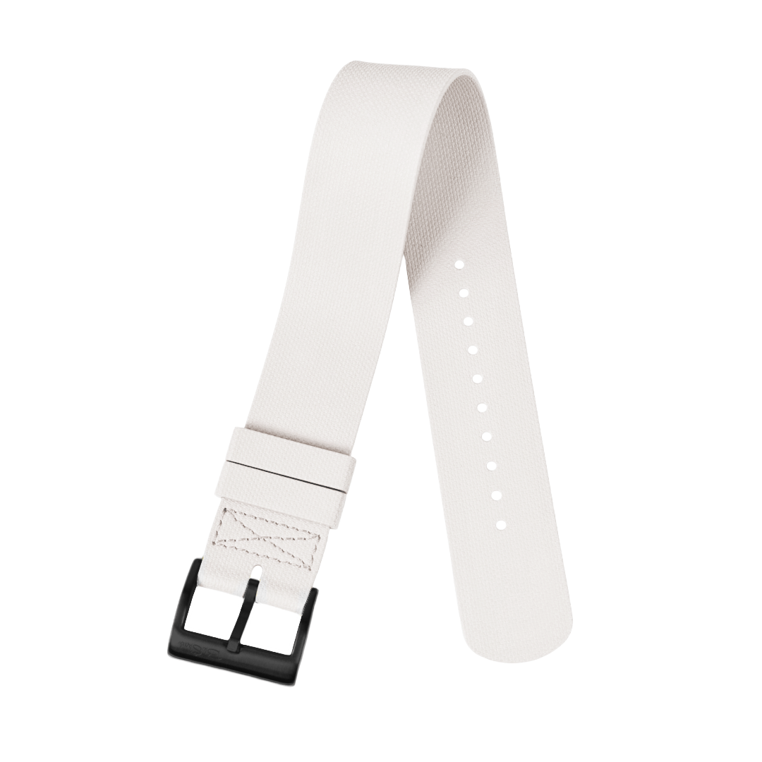 BluShark Straps Single-Pass Rubber 22mm / Brushed Single Pass Rubber - White