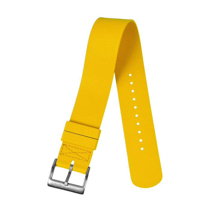 BluShark Straps Single-Pass Rubber 20mm / Brushed Single-Pass Rubber - Yellow