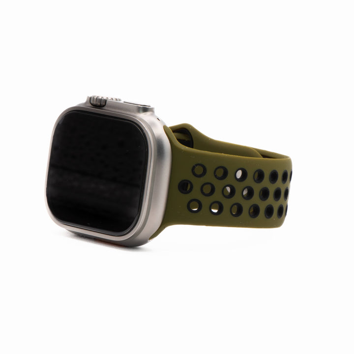 BluShark Two-Piece Strap Apple Band Silicone Sport - Army Green-Black