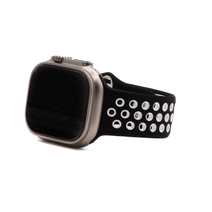 BluShark Two-Piece Strap Apple Band Silicone Sport - Black-White