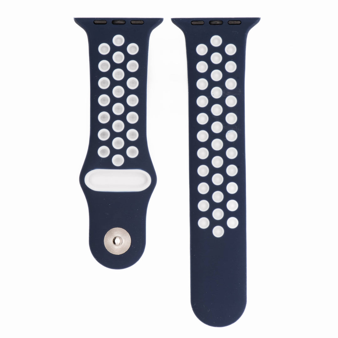 BluShark Two-Piece Strap Apple Band Silicone Sport - Navy Blue-White