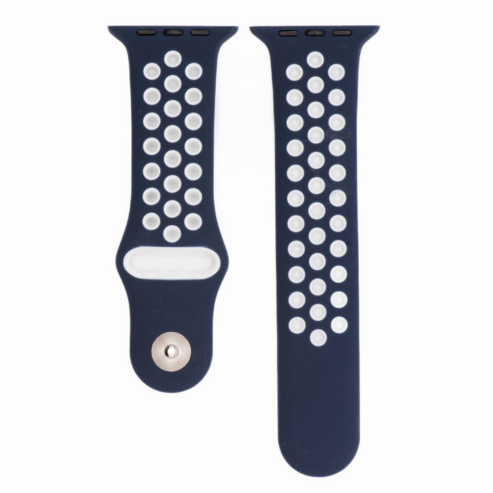BluShark Two-Piece Strap Apple Band Silicone Sport - Navy Blue-White