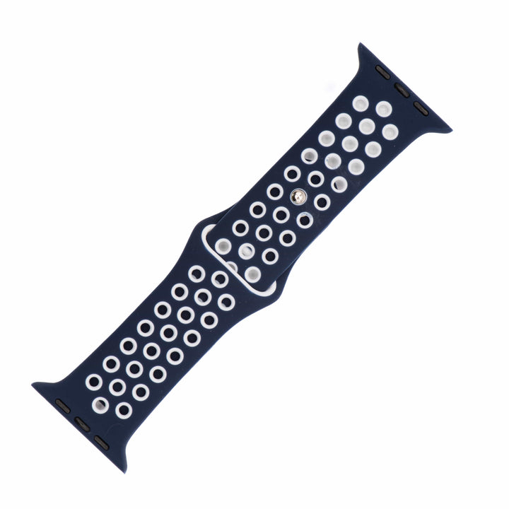 BluShark Two-Piece Strap Small Apple Watch (38/40/41mm) / Short Apple Band Silicone Sport - Navy Blue-White