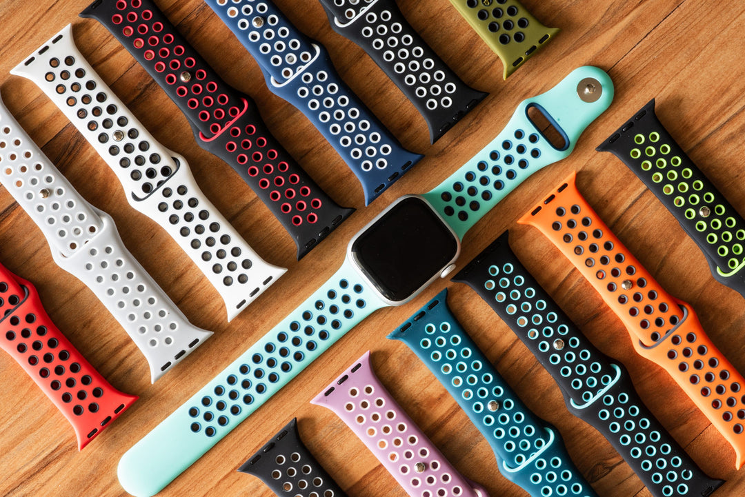 BluShark Two-Piece Strap Apple Band Silicone Sport - Navy Blue-White