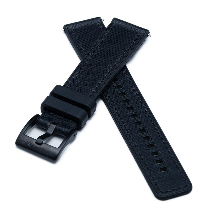 BluShark Two-Piece Strap 20mm Leather & Rubber - Black