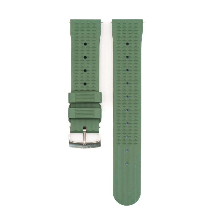 BluShark Waffle Style Rubber Watch Strap - Grenade Green
