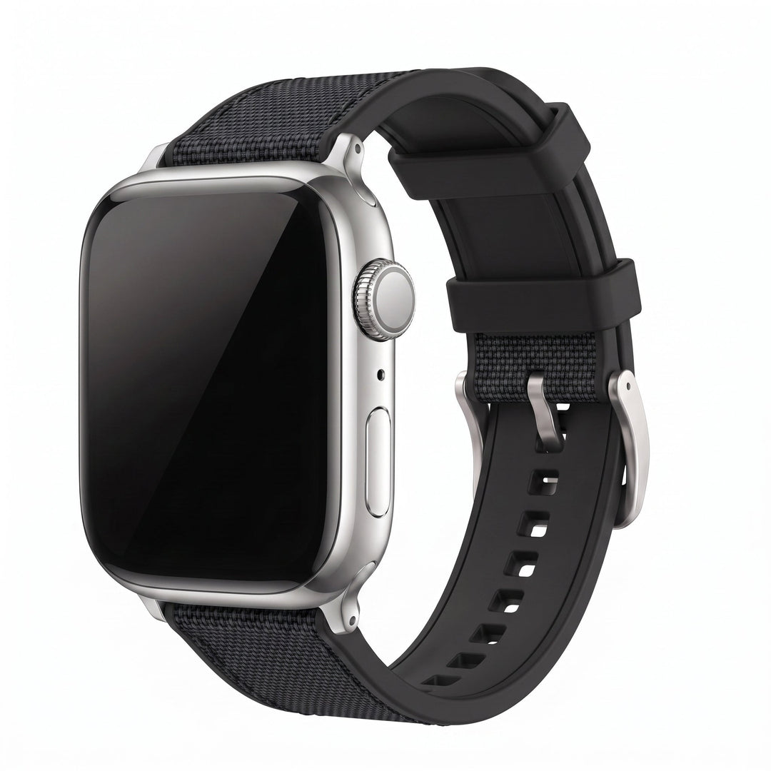Canvas & Rubber Band – For Apple Watch - Black - BluShark Straps