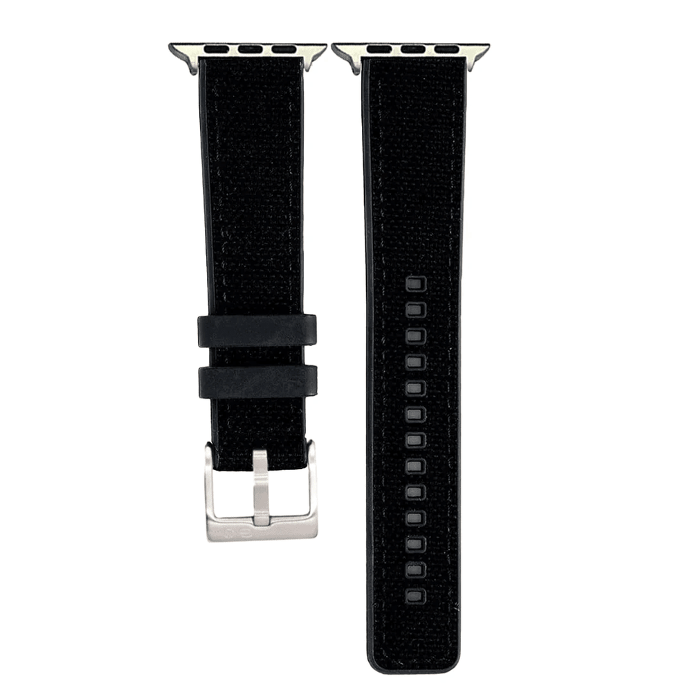 Canvas & Rubber Band – For Apple Watch - Black - BluShark Straps