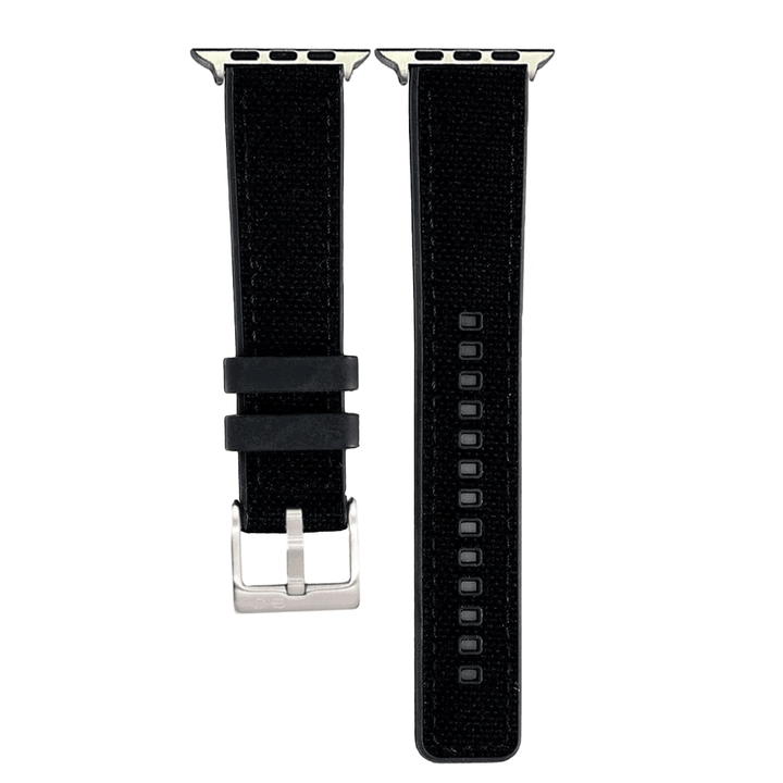 Canvas & Rubber Band – For Apple Watch - Black - BluShark Straps