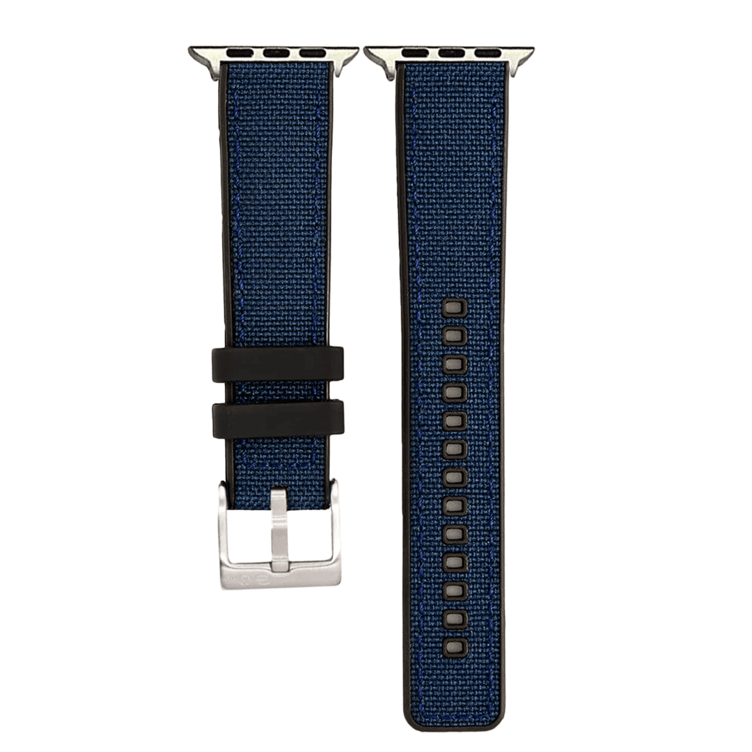 Canvas & Rubber Band – For Apple Watch - Blue - BluShark Straps