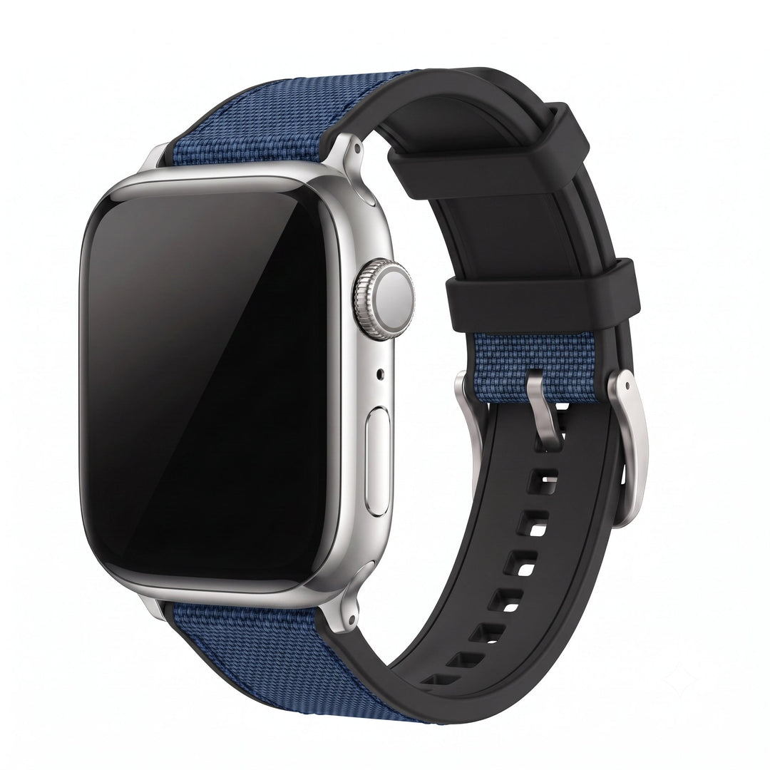 Canvas & Rubber Band – For Apple Watch - Blue - BluShark Straps