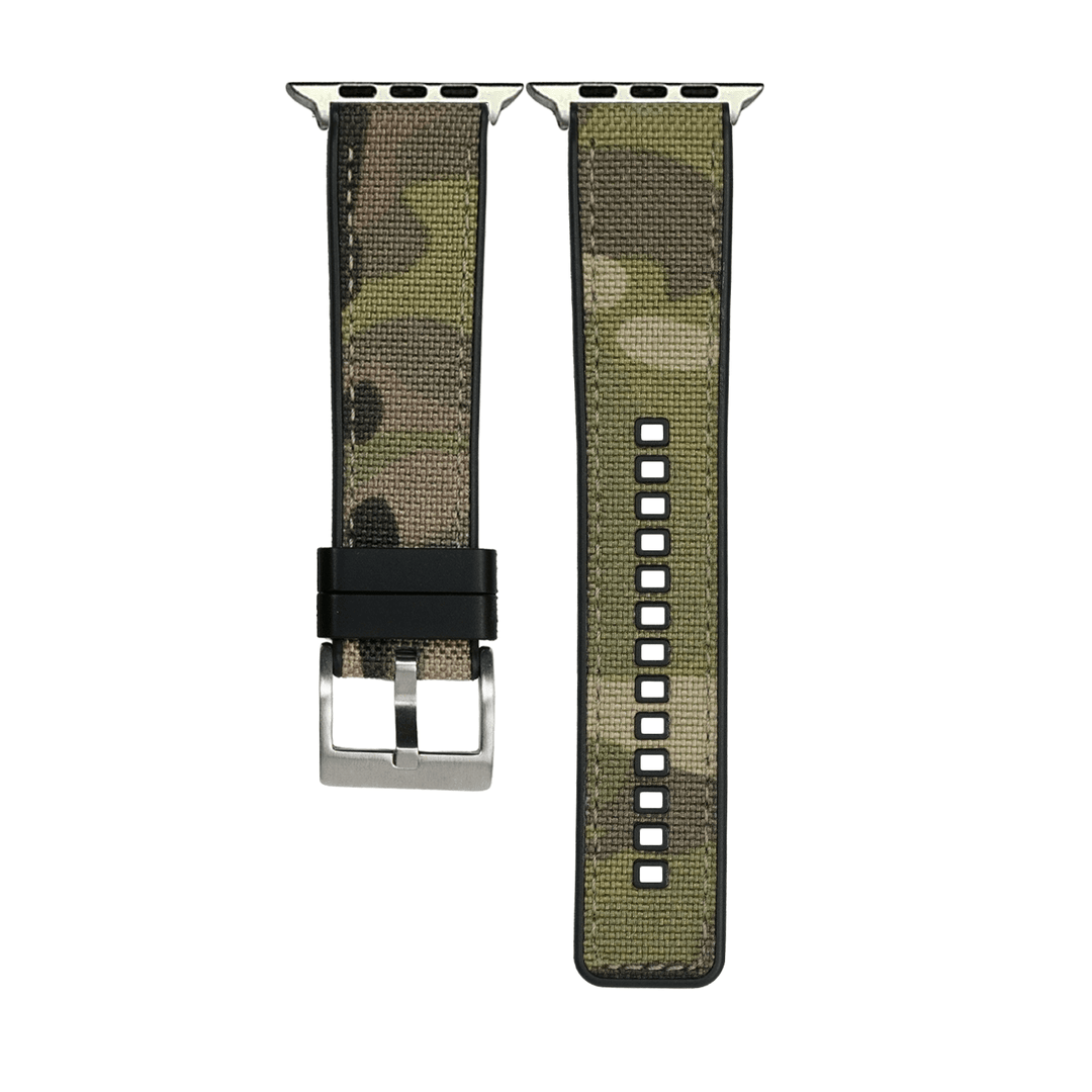 Canvas & Rubber Band – For Apple Watch - Camo Green - BluShark Straps
