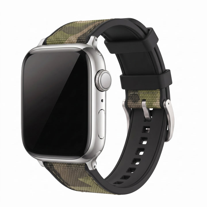 Canvas & Rubber Band – For Apple Watch - Camo Green - BluShark Straps