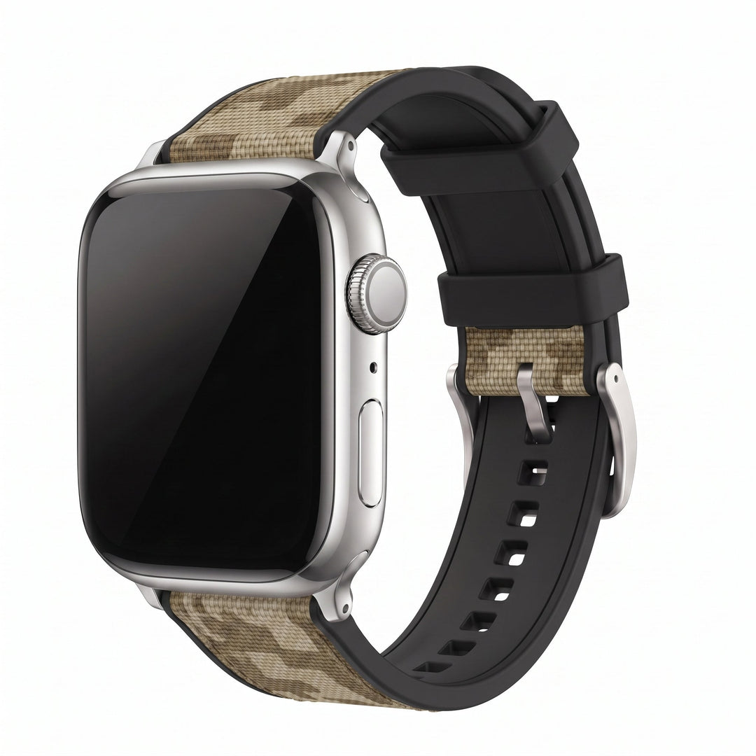 Canvas & Rubber Band – For Apple Watch - Camo Tan - BluShark Straps