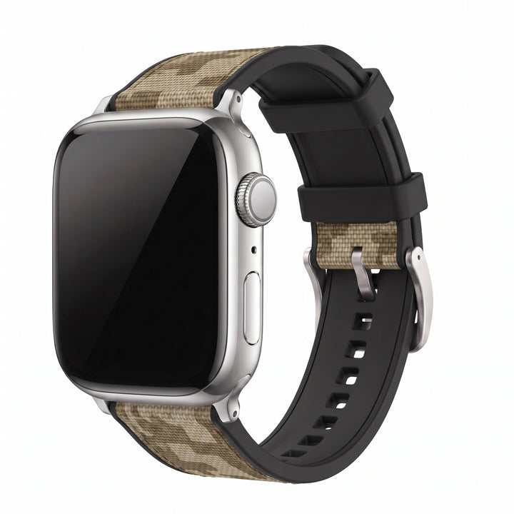 Canvas & Rubber Band – For Apple Watch - Camo Tan - BluShark Straps