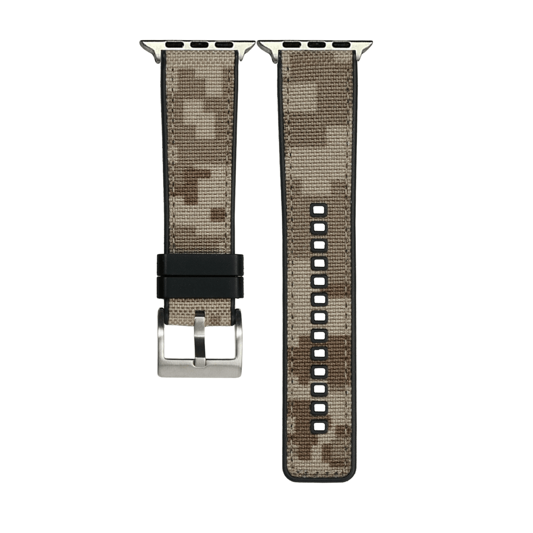 Canvas & Rubber Band – For Apple Watch - Camo Tan - BluShark Straps