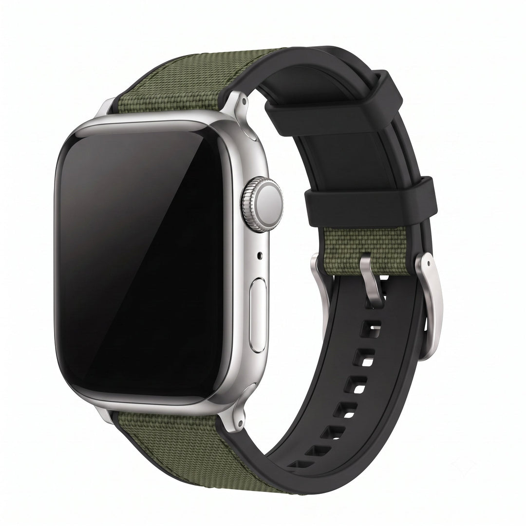 Canvas & Rubber Band – For Apple Watch - Green - BluShark Straps