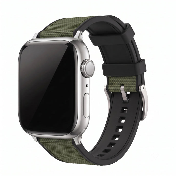 Canvas & Rubber Band – For Apple Watch - Green - BluShark Straps
