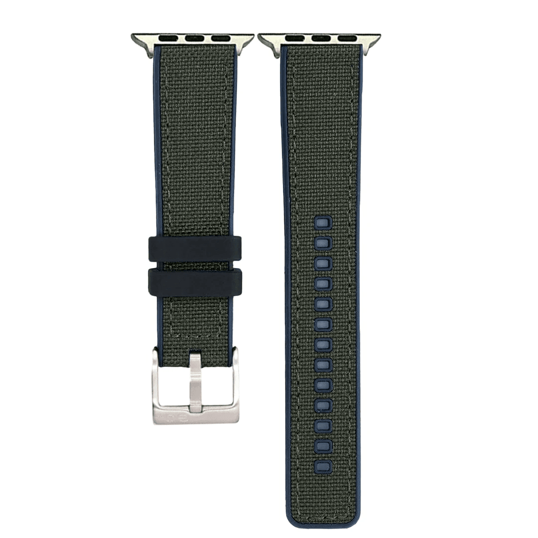 Canvas & Rubber Band – For Apple Watch - Green - BluShark Straps
