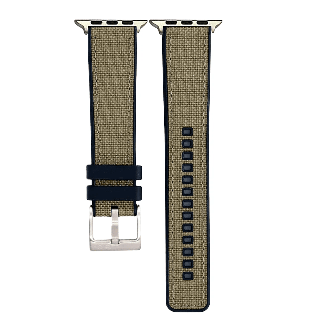 Canvas & Rubber Band – For Apple Watch - Tan - BluShark Straps