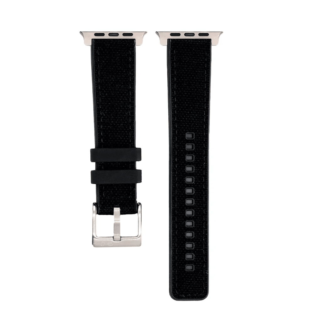 Canvas & Rubber Band - For Apple Watch ULTRA - Black - BluShark Straps