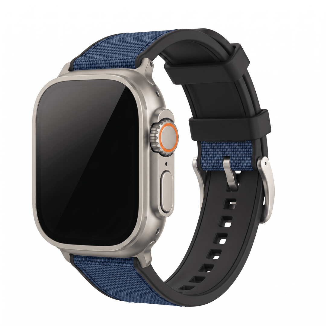 Canvas & Rubber Band - For Apple Watch ULTRA - Blue - BluShark Straps