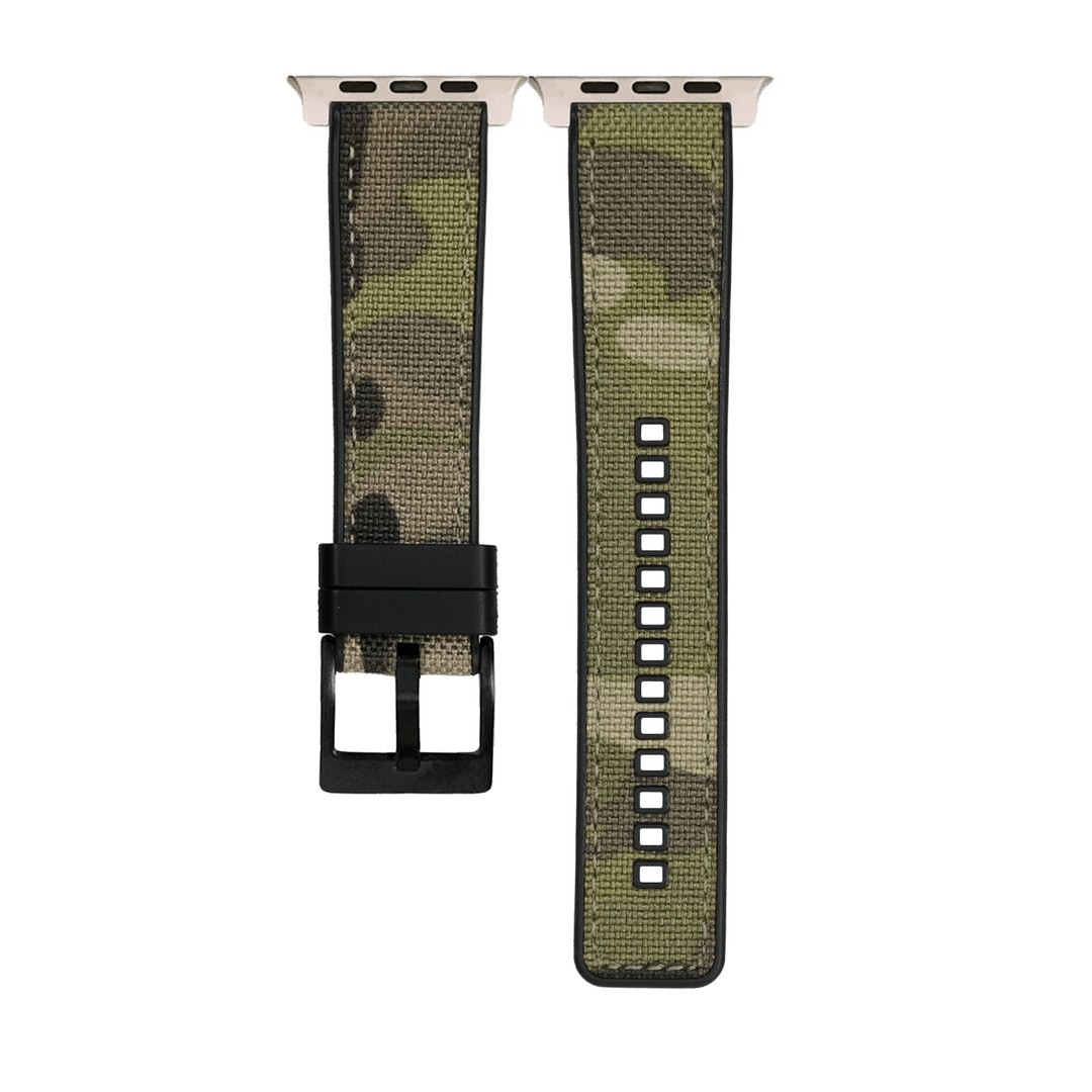 Canvas & Rubber Band - For Apple Watch ULTRA - Camo Green - BluShark Straps