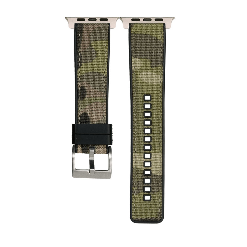 Canvas & Rubber Band - For Apple Watch ULTRA - Camo Green - BluShark Straps