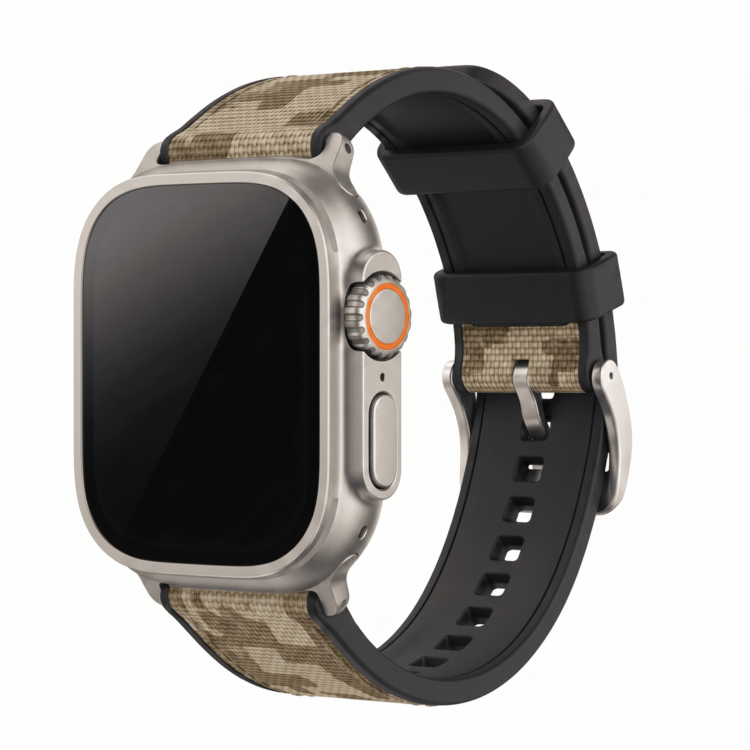 Canvas & Rubber Band - For Apple Watch ULTRA - Camo Tan - BluShark Straps