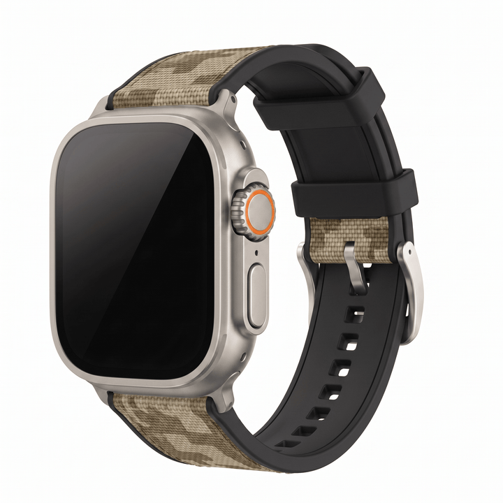 Canvas & Rubber Band - For Apple Watch ULTRA - Camo Tan - BluShark Straps