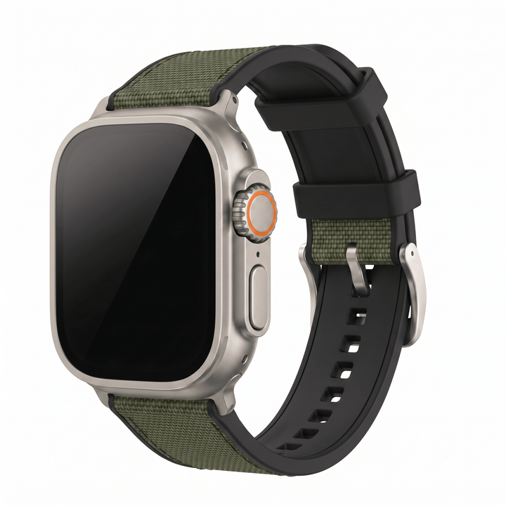 Canvas & Rubber Band - For Apple Watch ULTRA - Green - BluShark Straps