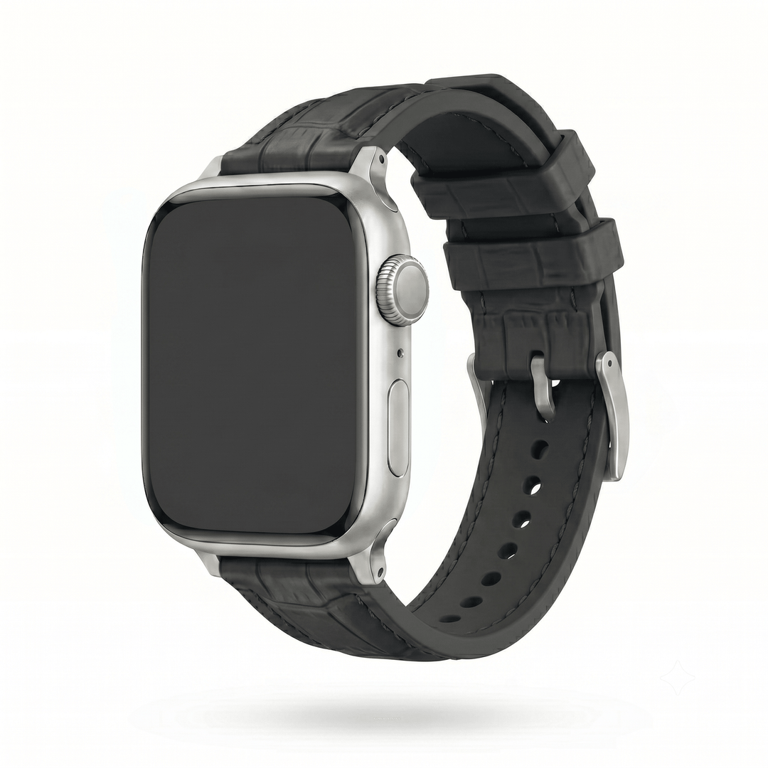 Croc Rubber - For Apple Watch - Black with Black - BluShark Straps